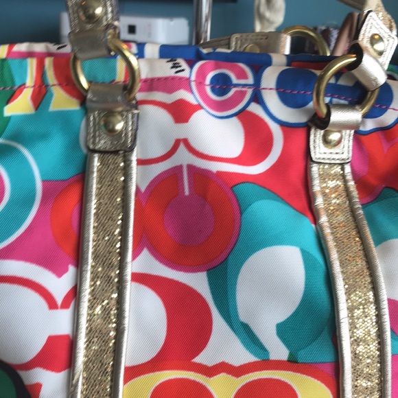 Optic Art Coach shoulder bag and satchel! This bag is in GUC except for handles - Picture 8 of 15